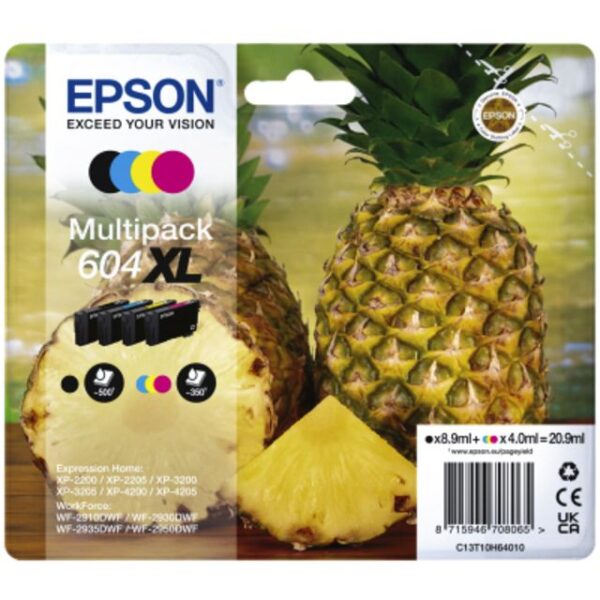 Inktcartridge Epson 604XL T10H64 zwart + 3 kleuren | 8 stuks