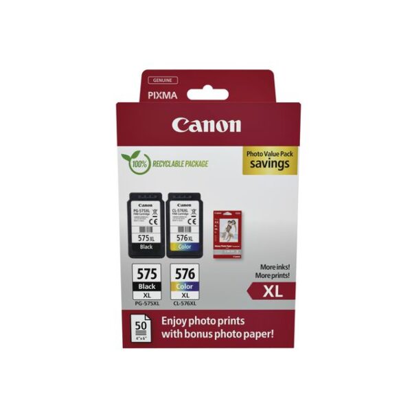 Inktcartridge Canon PG-575XL CL-576XL zw+kl+papier