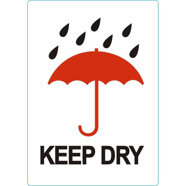 Waarschuwingsetiket IEZZY keep dry 74mmx105mm 500 stuks