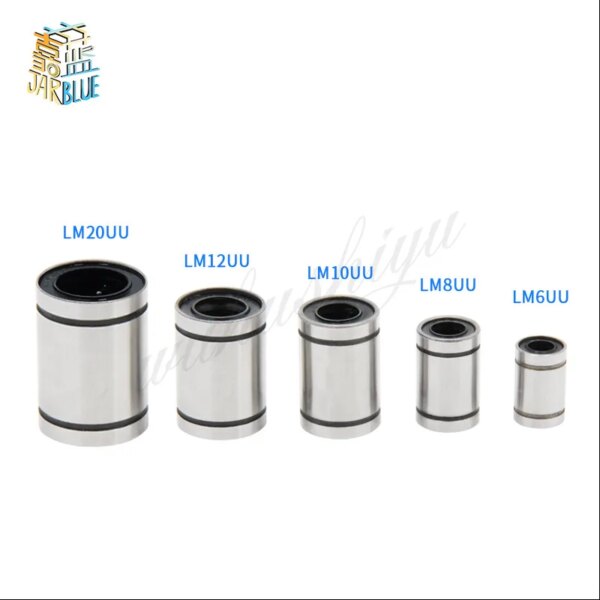 1Pcs LM6UU LM8UU LM10UU LM12UU LM20UU Linear Ball Bearings 6mm 8mm 10mm 12mm 20mm Part Bush Bushing Steel for 3D Printers Parts