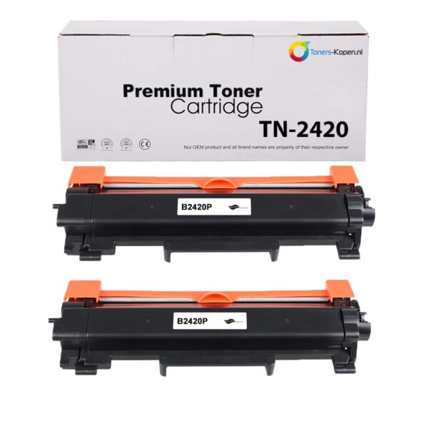 2x Brother TN-2420 TN-2410 alternatief Toner cartridge Zwart 6000 pagina's