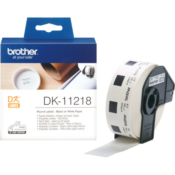 DK-11218 voorgestanst rond label - papier Printlint