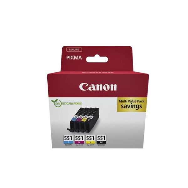 Inktcartridge Canon CLI-551 zwart + 3 kleuren