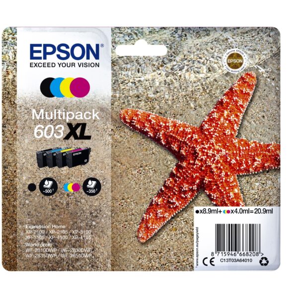 Inktcartridge Epson 603XL T03A6 zwart + 3 kleuren