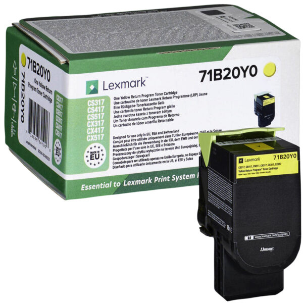 Tonercartridge lexmark 71b20y0 geel