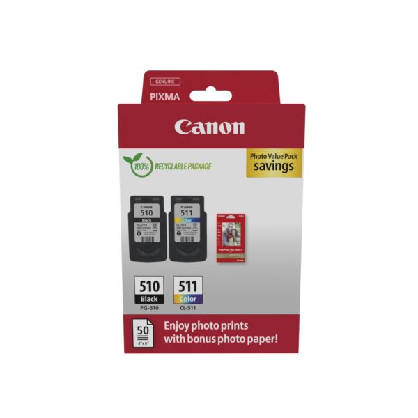 Inktcartridge Canon PG-510 CL-511 zw + kl + papier