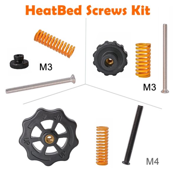 4PCS M3/M4 Heat Bed Leveling Spring Knob Parts 3D Printers Print Platform Screw Nuts Calibration Accessories