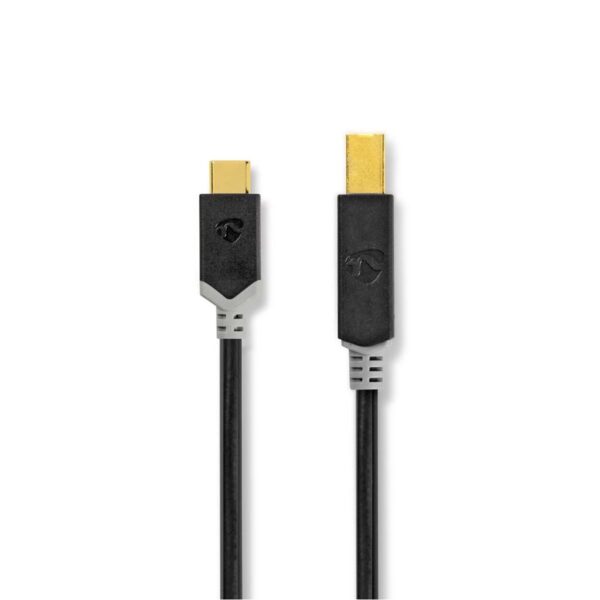 Nedis CCBW60651AT20 Usb-kabel Usb 2.0 Usb-c™ Male Usb-b Male 480 Mbps Verguld 2.00 M Rond Pvc Antraciet Doos