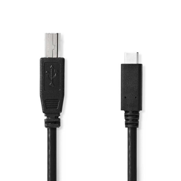 Nedis CCGL60650BK10 Usb-kabel Usb 2.0 Usb Type-c™ Male Usb-b Male 480 Mbps 15 W Vernikkeld 1.00 M Rond Pvc Zwart Polybag