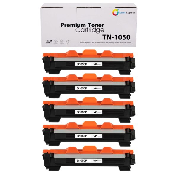 Huismerk 5x Toner voor Brother TN1030 TN-1030 TN1050 TN-1050 - zwart 1.000 pagina's