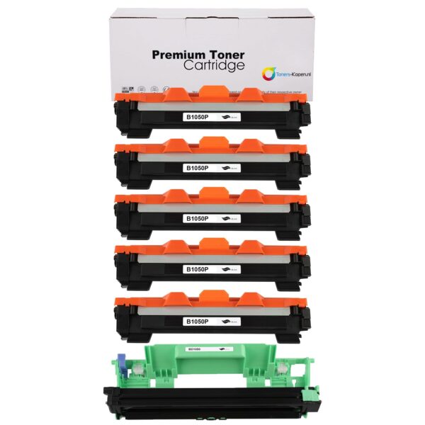 5x toner TN-1050 TN-1030 en 1x drum DR-1030 DR-1050 compatible toner 1.000 pagina&apos;s