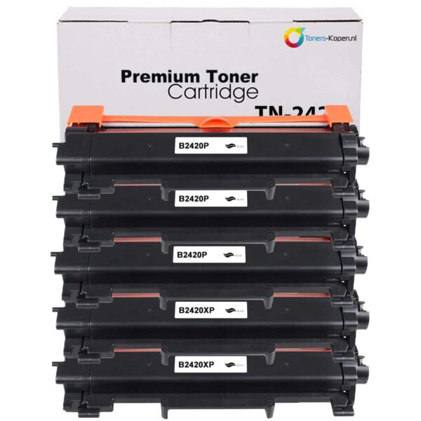 5x Brother TN-2420 TN2410 TN-2420 TN2420 alternatief Toner cartridge Zwart 6000 pagina&apos;s