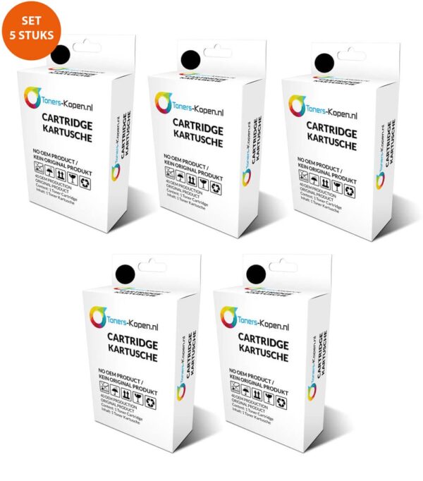 5x Epson 18XL zwart inktcartridge huismerk - voordeelverpakking