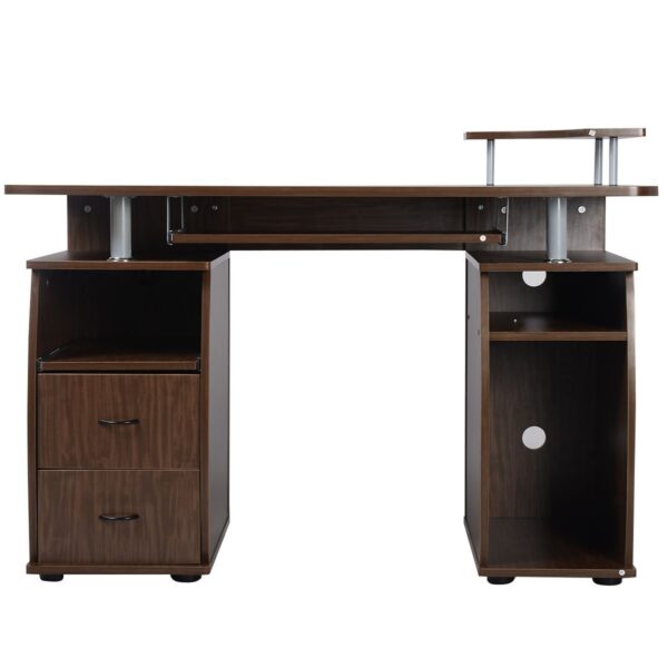 Computertafel Bureau Kantoortafel Werktafel PC-Tafel met Toetsenbordlade Laden Printerplank 120 x 55 x 85cm - Zwart/Wit/Bruin