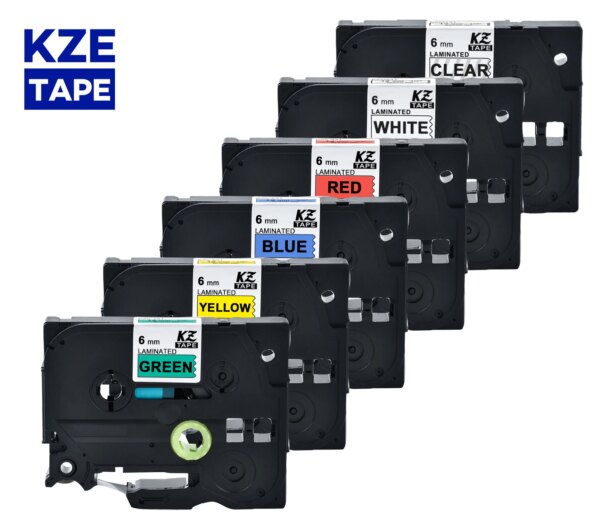6mm Multicolor Laminated Label Tape label ribbon tze tape for Brother p-touch printers as Tze-211 tze-211 tze 211 tz 211 tz411