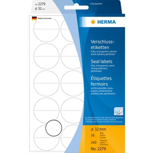 Etiket HERMA 2279 32mm transparant 240 etiketten