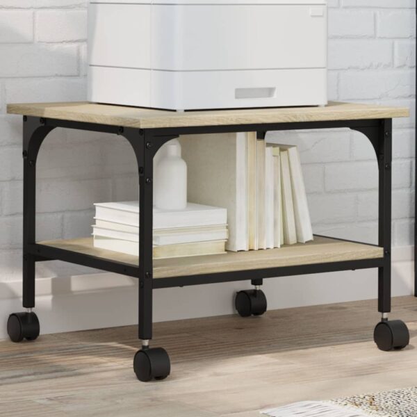 Printerkastje 2-laags 50x40x38 cm bewerkt hout sonoma eiken