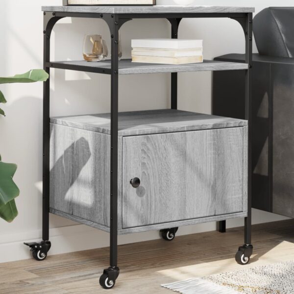 Printerkastje 3-laags 50x40x76 cm bewerkt hout grijs sonoma