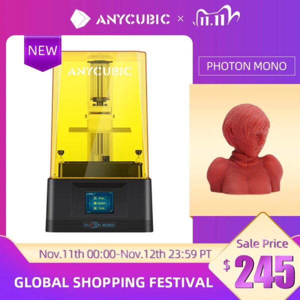 ANYCUBIC 3D Printer - Photon Mono UV LCD Resin Printer with 6 Inch 2K LCD & Fast Printing Speed, Resin 3D Printers 130*80*165mm³