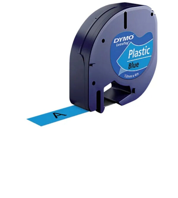 Huismerk Label Tape voor Dymo 91205 - Zwart op Blauw | 12 mm x 4 m | S0721650 - 1 stuk