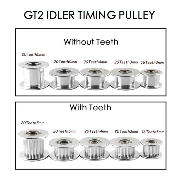 GT2 Idler Timing Pulley 16/20 Tooth Wheel Bore 3/5mm Aluminium Gear Teeth Width 6/10mm 3D Printers Parts For Reprap Part
