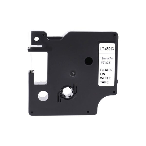 Dymo 45013 Tape 12mm Zwart op Wit - Alternatief Labelband (S0720530 / 45013S) - Compatibel met LabelManager, LabelPoint & LabelWriter