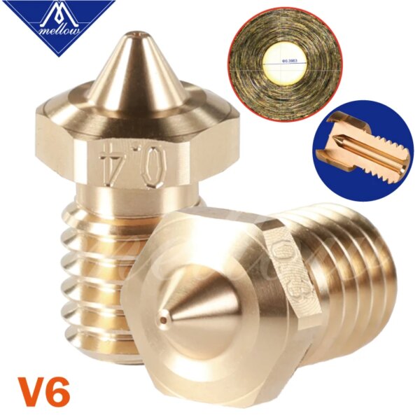 Mellow 1Pcs High quality Sharp NF V6 Nozzles For 3D printers Hotend E3D Nozzle For 3D Printer Nozzles Hotend BMG Extruder