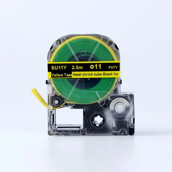 PUTY 1PCS SU11Y Black on Yellow Heat Shrink Tube Tapes 18mm SU11Y Label Tape for Epson LW-700P LW-900 Label Printers