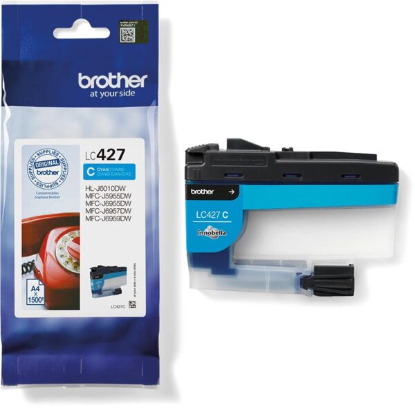Brother inktcartridge, 1.500 pagina&apos;s, OEM LC-427C, cyaan
