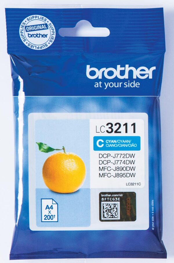 Brother inktcartridge, 200 pagina&apos;s, OEM LC-3211C, cyaan