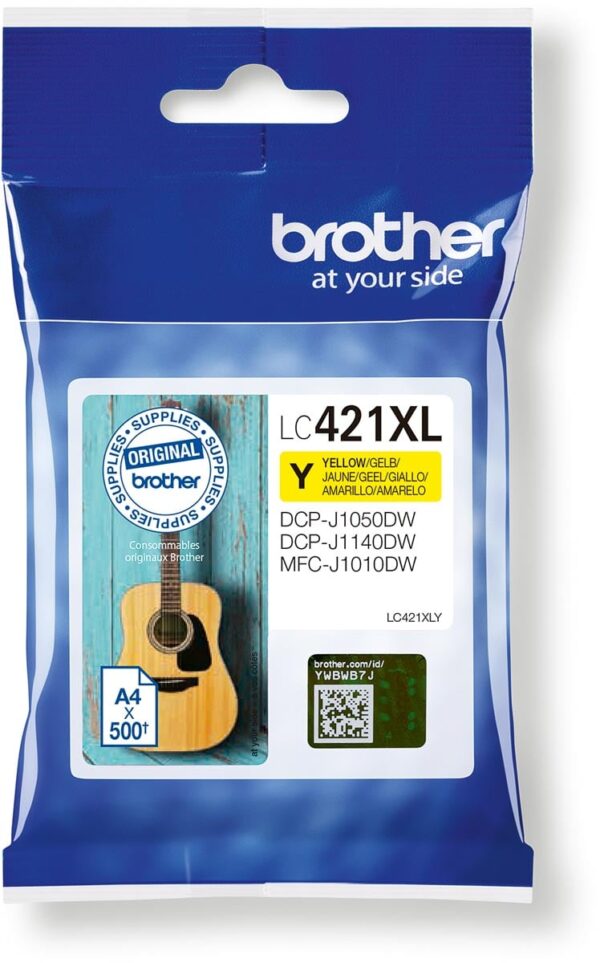 Brother inktcartridge, 500 pagina&apos;s, OEM LC-421XLY, geel