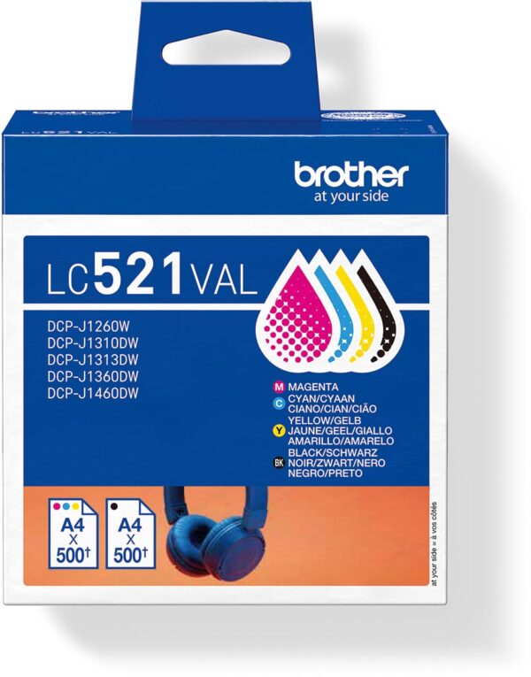 Brother inktcartridge, 500 pagina&apos;s, OEM LC-521VAL, 4 kleuren