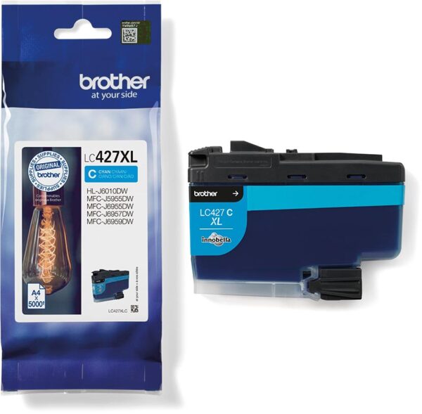 Brother inktcartridge, 5.000 pagina&apos;s, OEM LC-427XLC, cyaan