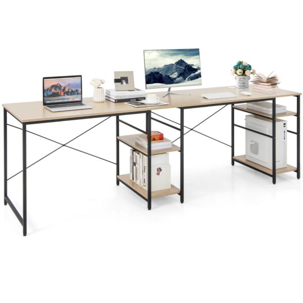 Bureau L-vorm, Omkeerbaar Hoekbureau met 4 Planken, Gaming Computertafel Hoektafel voor Thuiskantoor 151 x 151 x 75 cm Natuurlijk