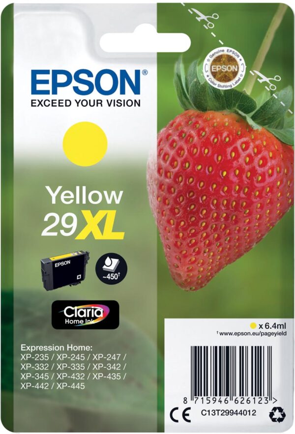 Epson inktcartridge 29XL, 450 pagina&apos;s, OEM C13T29944012, geel