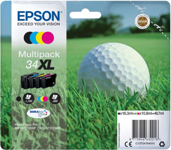 Epson inktcartridge 34XL, 950 pagina&apos;s, OEM C13T34764010, 4 kleuren
