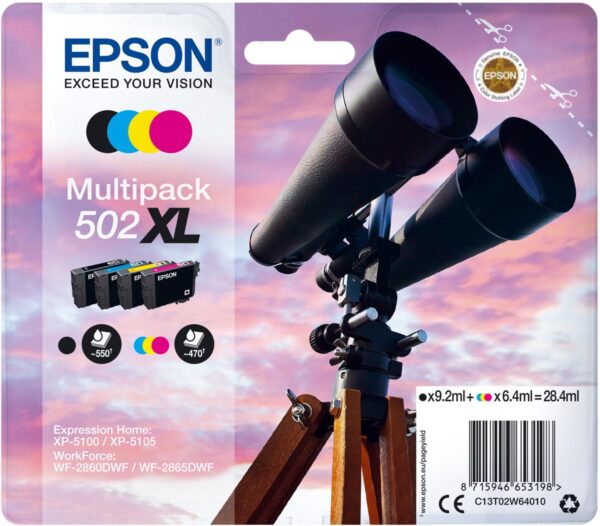 Epson inktcartridge 502XL, 470 - 550 pagina&apos;s, OEM C13T02W64010, 4 kleuren