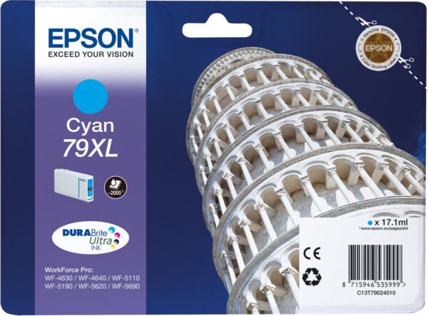 Epson inktcartridge 79XL, 2.000 pagina's, OEM C13T79024010, cyaan