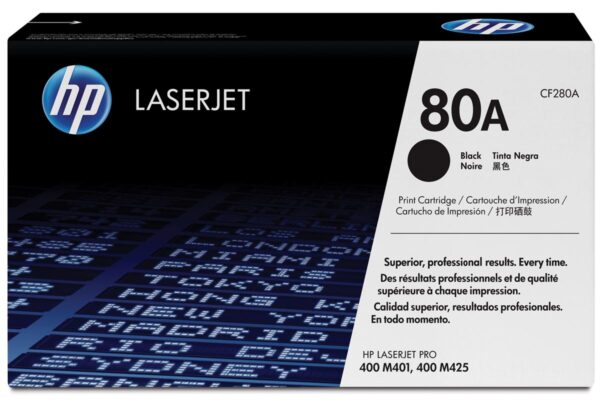 HP toner 80A, 2 700 pagina's, OEM CF280A, zwart