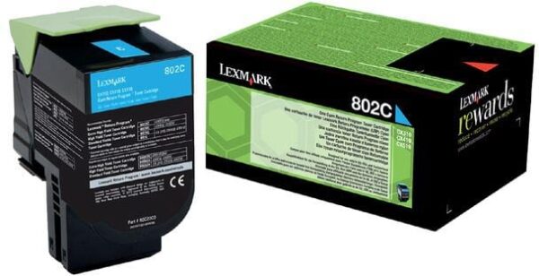 Lexmark Return Program toner 802, 1.000 pagina&apos;s, OEM 80C20C0, cyaan