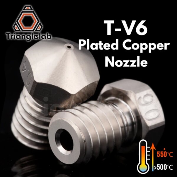 trianglelab T-V6 Plated Copper Nozzle Durable non-stick high performance for 3D printers hotend M6 Thread for E3D V6 hotend